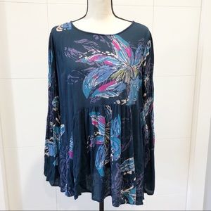 Free People bell sleeve floral top